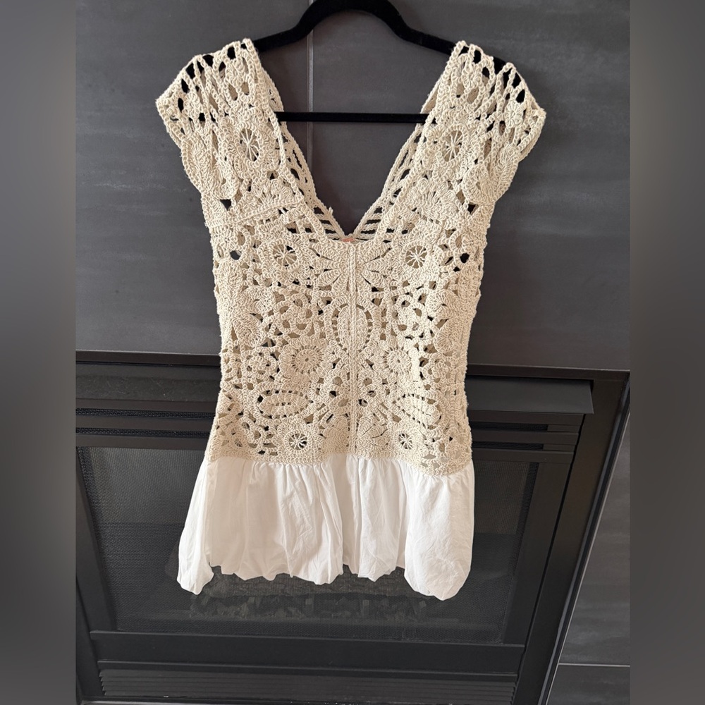 FP Movement by Free People Crochet Lace Mini Dress in Cream - Picture 2 of 5